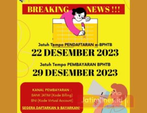 Jangan Lupa, Jatuh Tempo BPHTB Tulungagung 29 Desember 2023