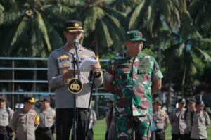 Kapolres Bersama Dandim 0824/Jember Pimpin Apel Pergeseran Pasukan Pengamanan Pemilu 2024