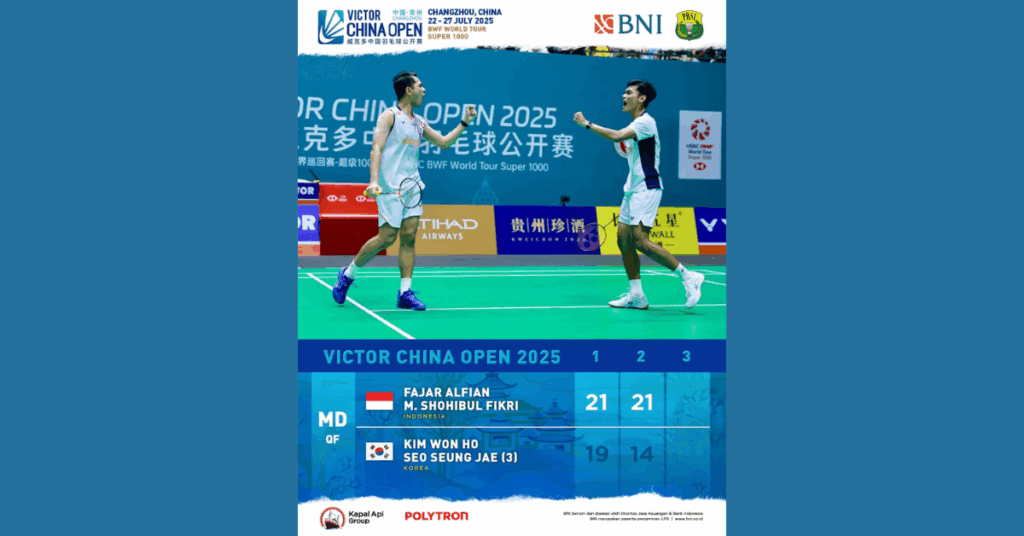 Fajar/Fikri Tumbangkan Ganda Nomor Satu Dunia, Lolos ke Semifinal China Open 2025