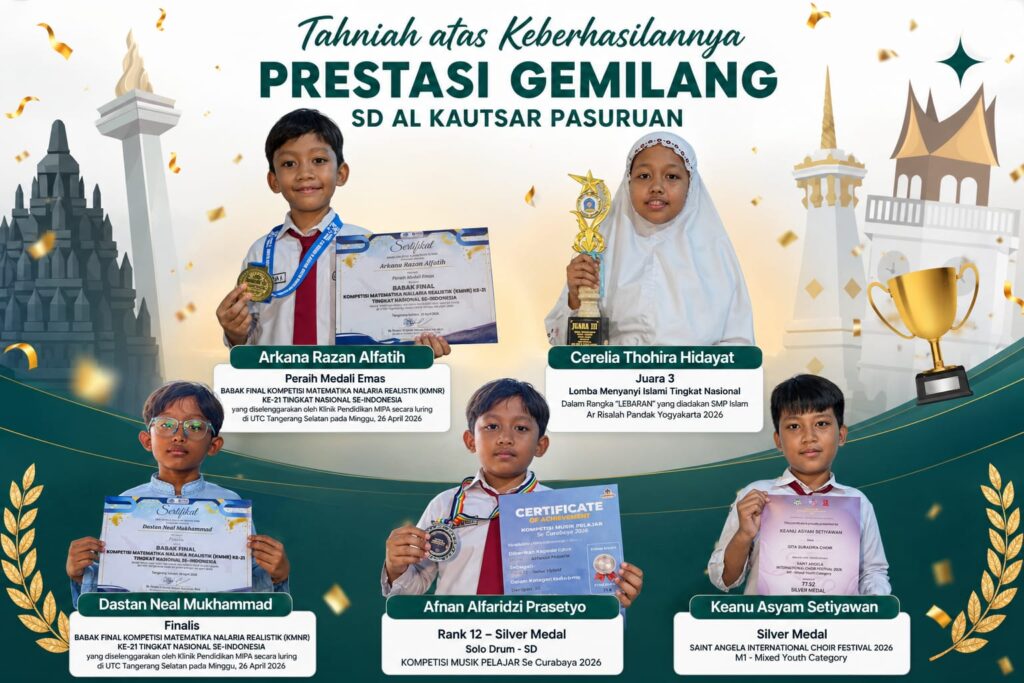 Rentetan Kemenangan Gemilang Siswa SD Al Kautsar Pasuruan Raih Medali