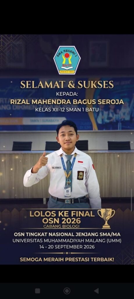 Back to Back! Rizal SMAN 1 Batu Kembali Tembus Final OSN Nasional Cabang Biologi 2026